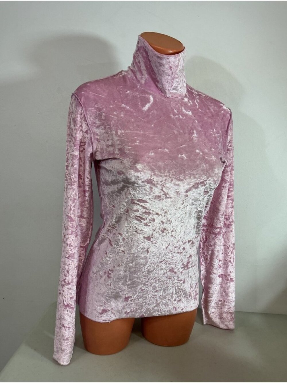 Bogner Pink Velvet Burnout Turtleneck Top Womens 8